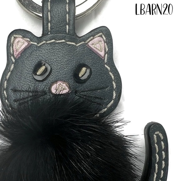 Coach Black Cat Mink Keychain Vintage Fob RARE - Picture 4 of 5